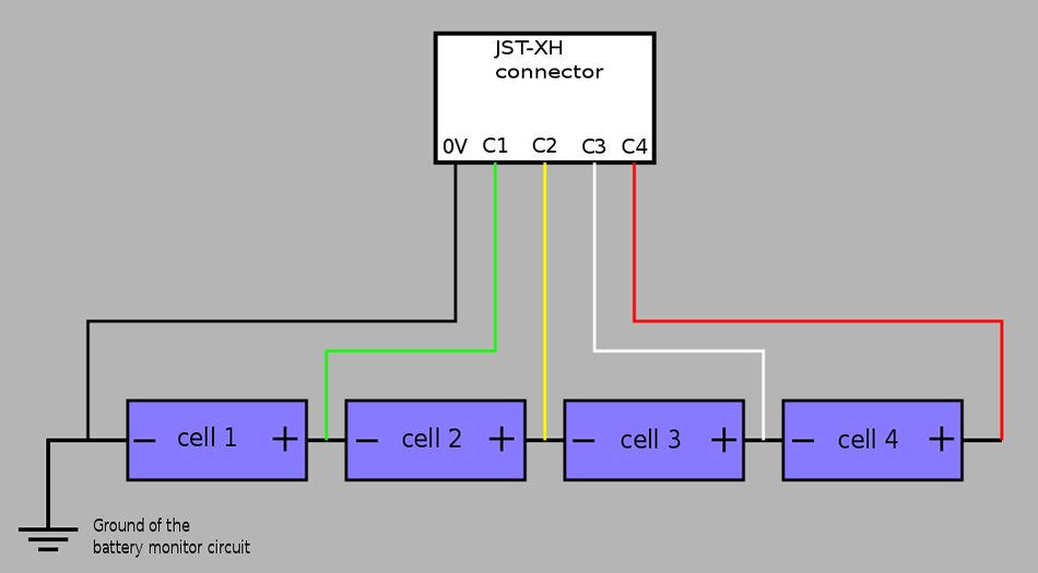 JST-XH battery cell diagram.