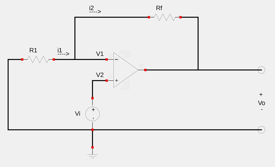 non-inverting op-amp circuit schematic