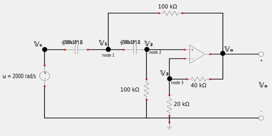 AC op-amp circuit (frequency domain)