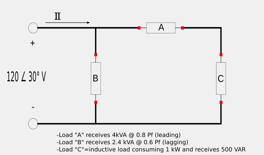 Example circuit used to determine complex power.