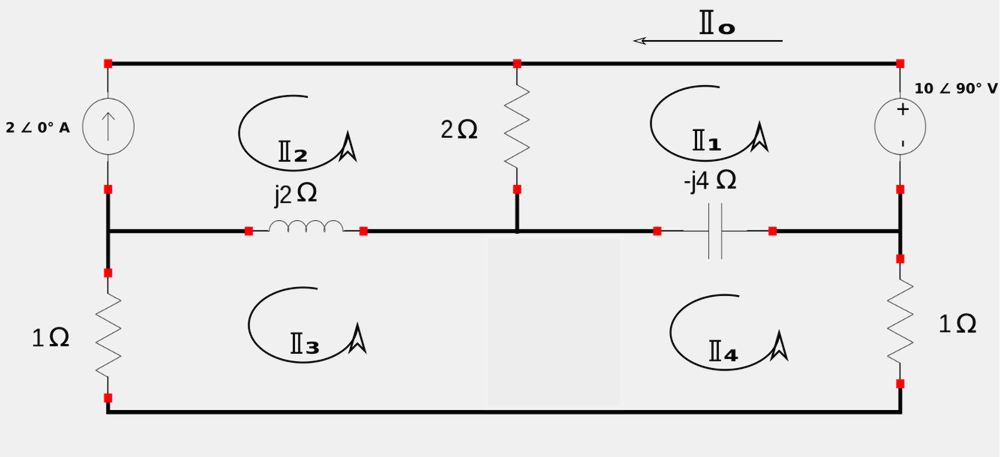 Mesh analysis circuit with a super-mesh