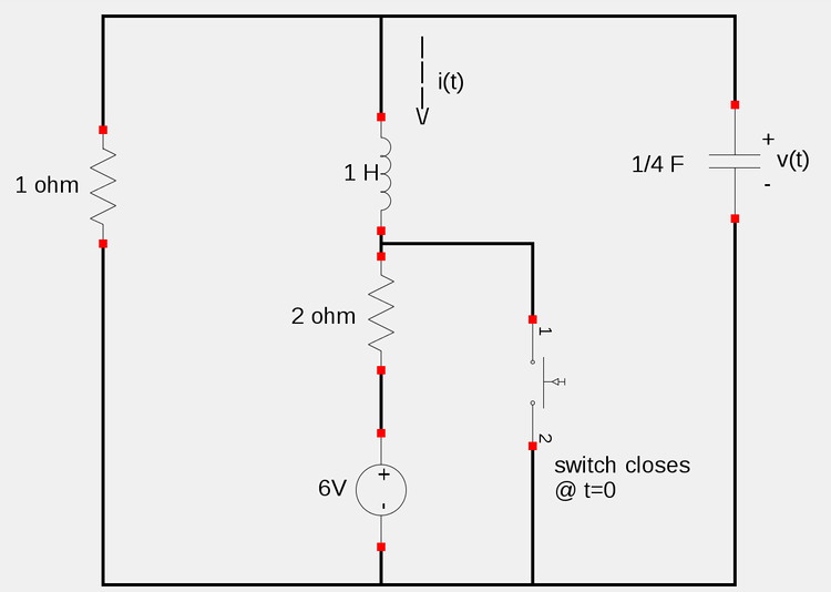 Step response of parallel RLC circuit schematic example problem