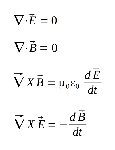 Maxwell's equations for a source free region