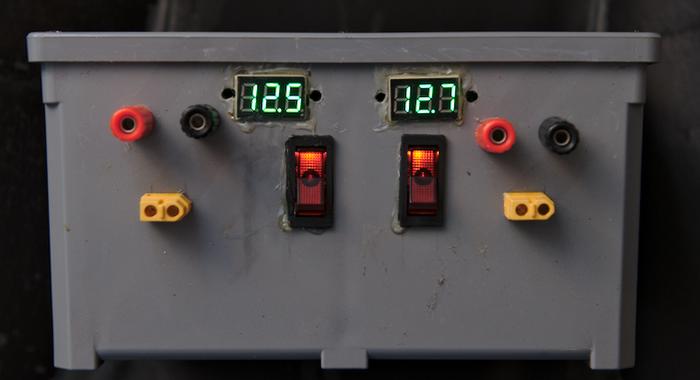 ROV controller batter box with voltage readings